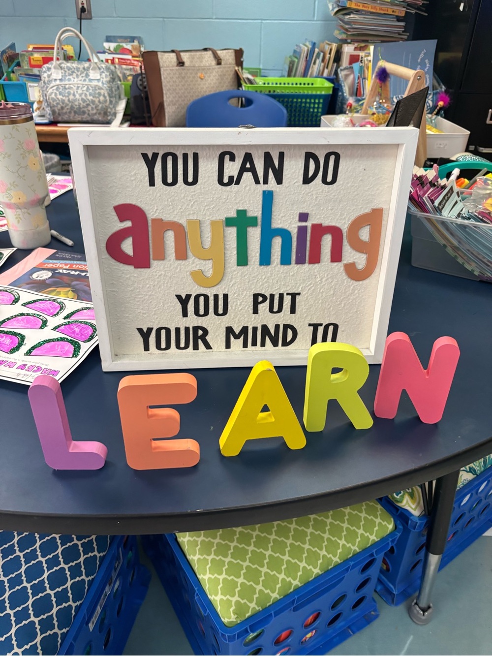 Classroom Decor Learn wooden letters and plaque NWOT